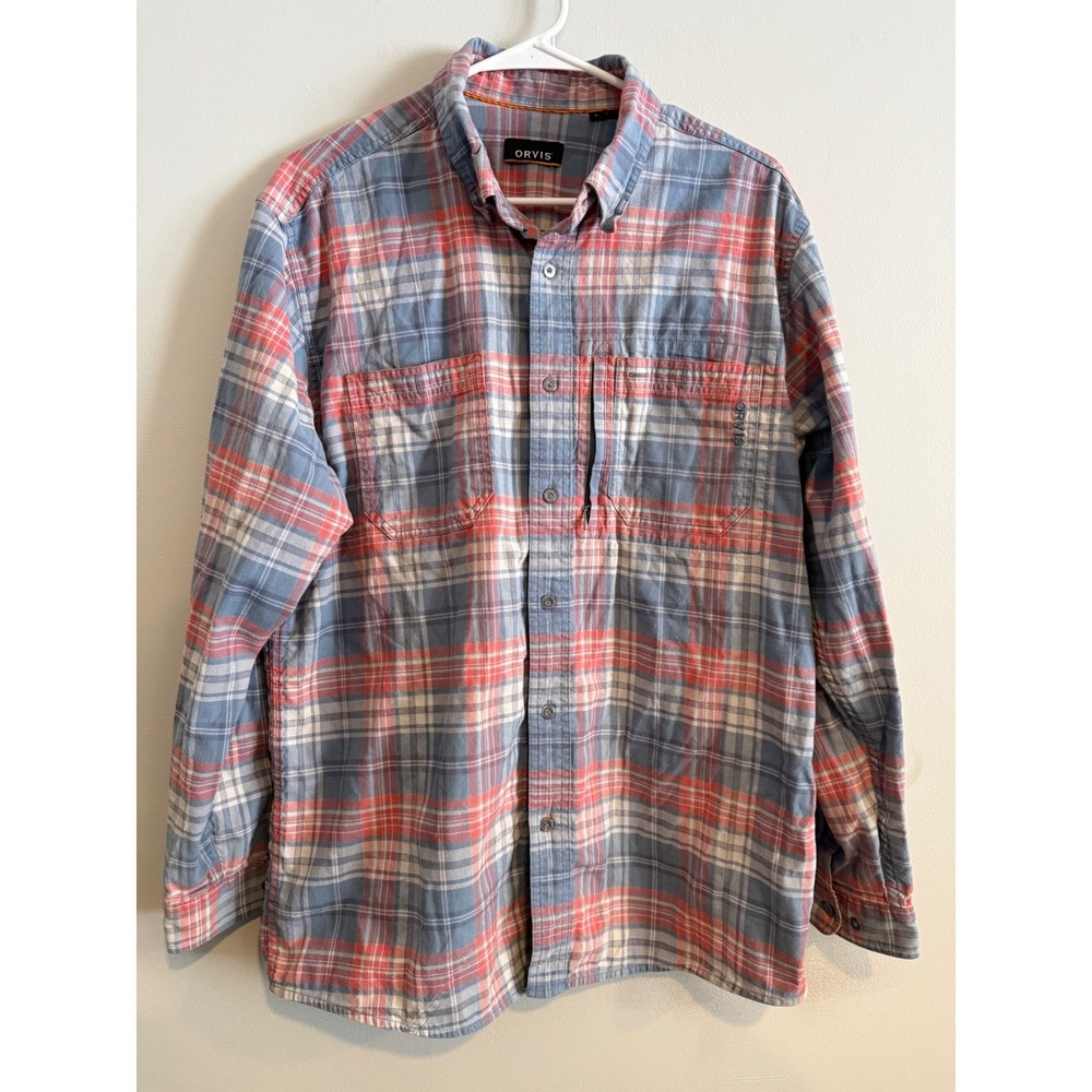 Orvis Flat Creek Tech Flannel Button Down Shirt Size‎ Large